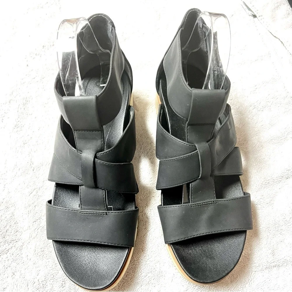Dr. Scholl's Got This Strappy Wedge Black Sandals platform women size 9M